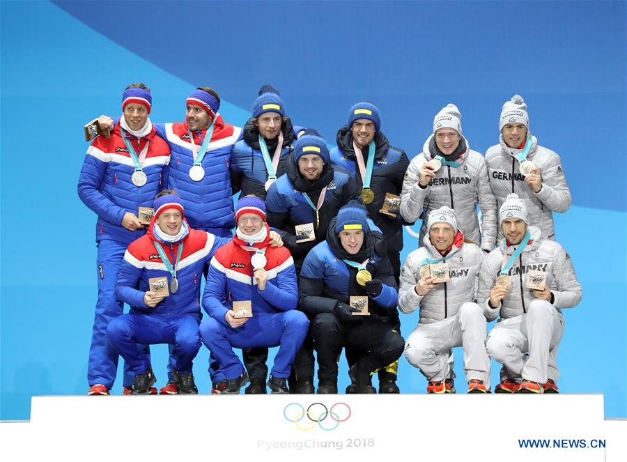 (SP)OLY-SOUTH KOREA-PYEONGCHANG-BIATHLON-MEN'S 4X7.5KM RELAY-MEDAL CEREMONY