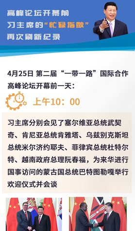 高峰論壇開幕前，習主席的“忙碌指數”再次刷新紀錄